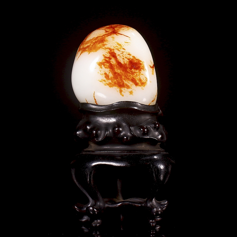 Guijarro de jade blanco de Hetian, dinastía Qing
