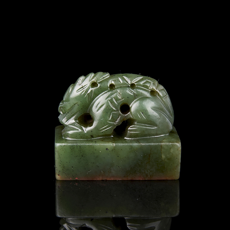 Sello de jade verde espinaca