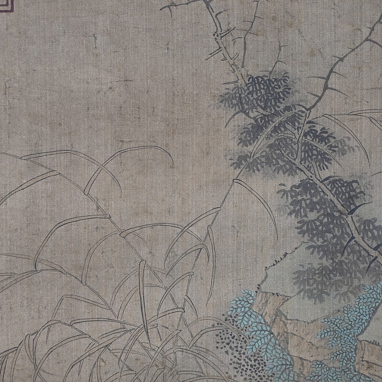 Chinese painting ‘Ox and calf in landscape,’ with Xuande seal