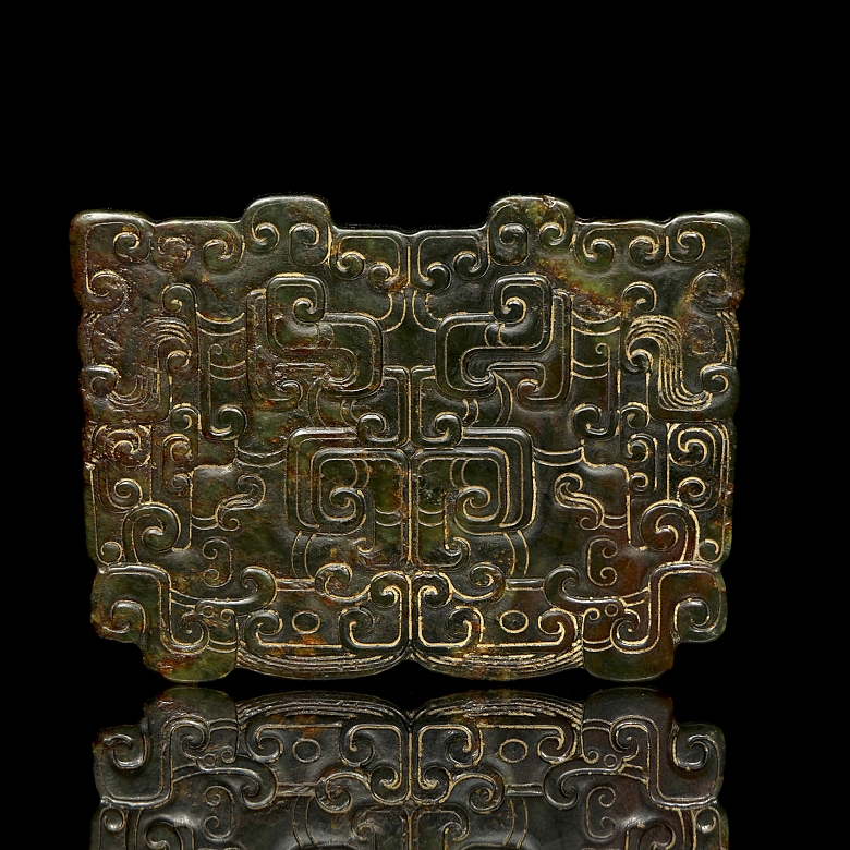 Placa de jade tallado, estilo Han
