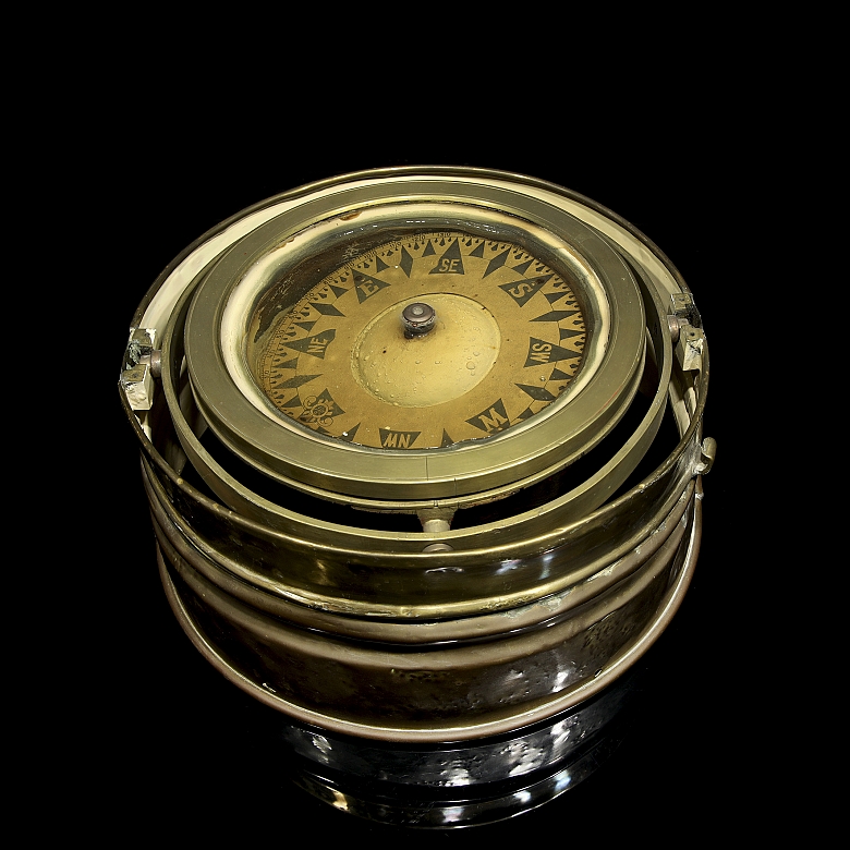Navigation compass in logbook, early 20th century