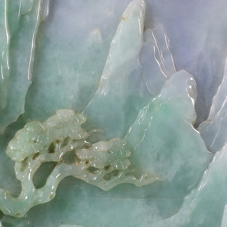 Panel de jadeíta con marco de madera