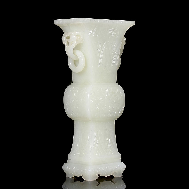 Jarrón de jade blanco de Hetian 