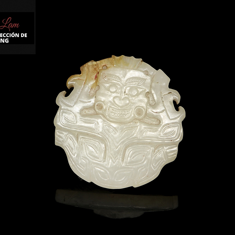 Placa de jade blanco tallado 