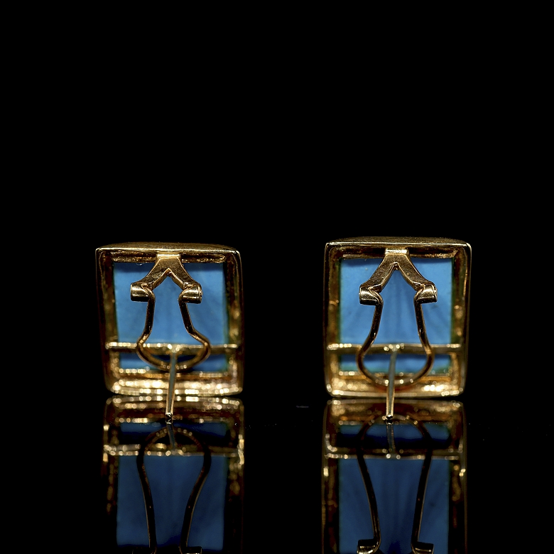 Pendientes con turquesa en oro amarillo de 18 k