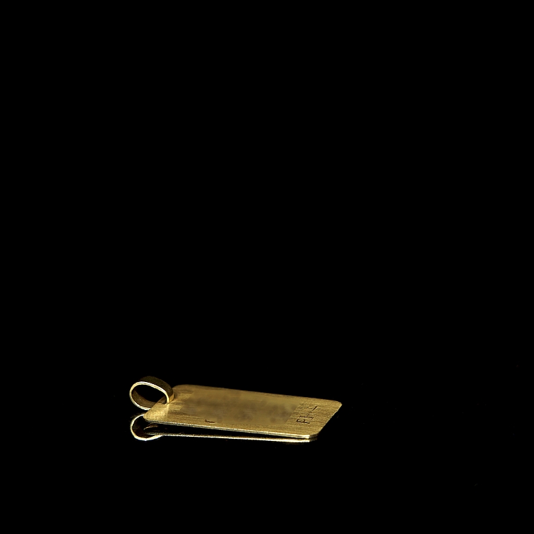 Placa de oro amarillo de 18k para identificación sanguínea