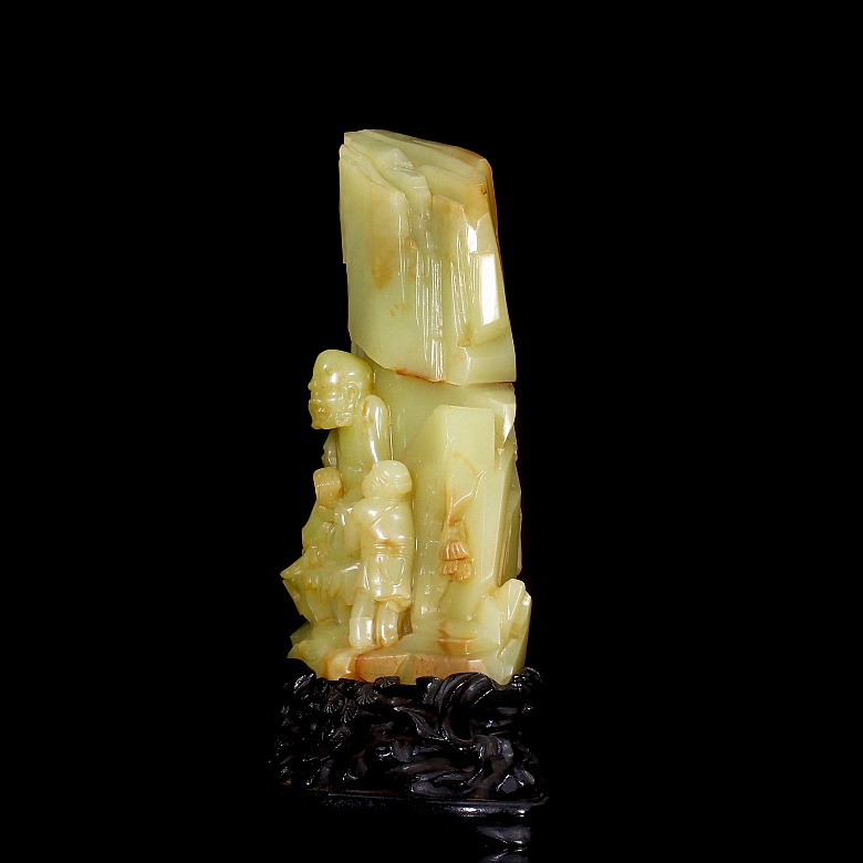 Figura de jade amarillo de Hetian 