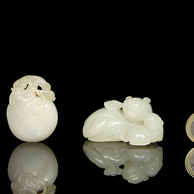 Dos figuras de jade blanco 