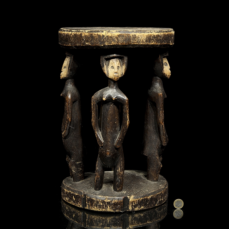 Taburete ceremonial, cultura Hemba, R.D. del Congo, s.XX