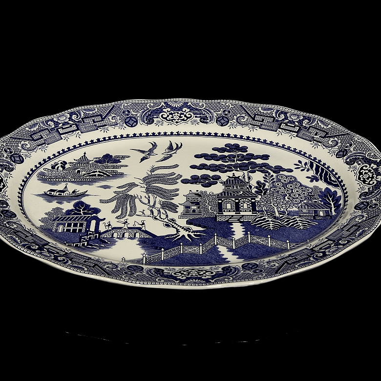 Oval Willow Pattern tray, 19th century - 4