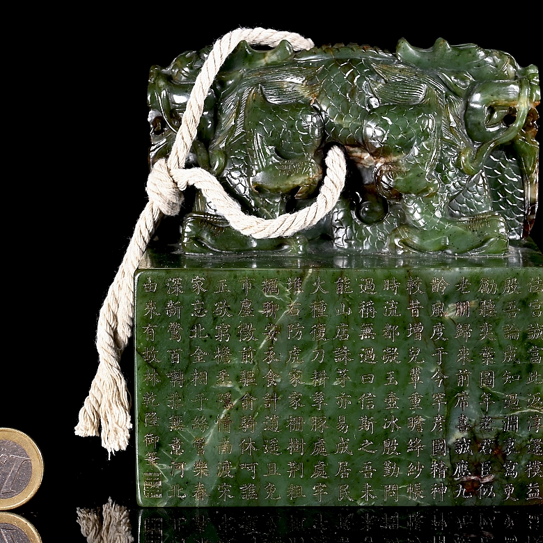 Sello de jade verde espinaca