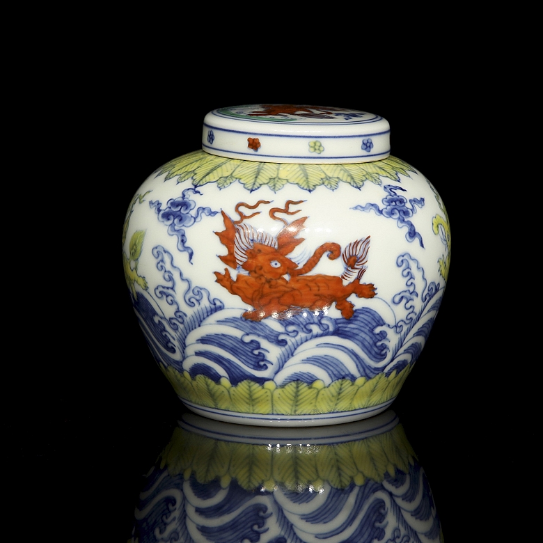 Porcelain vessel ‘Mythical Beasts’, marked Tianqi