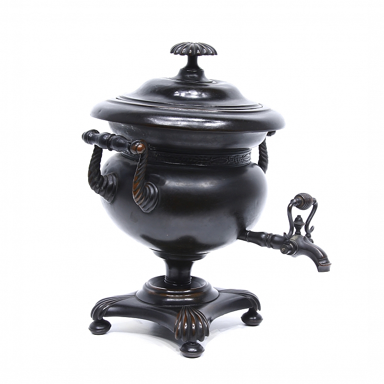 Samovar de latón patinado, S.XX - 2