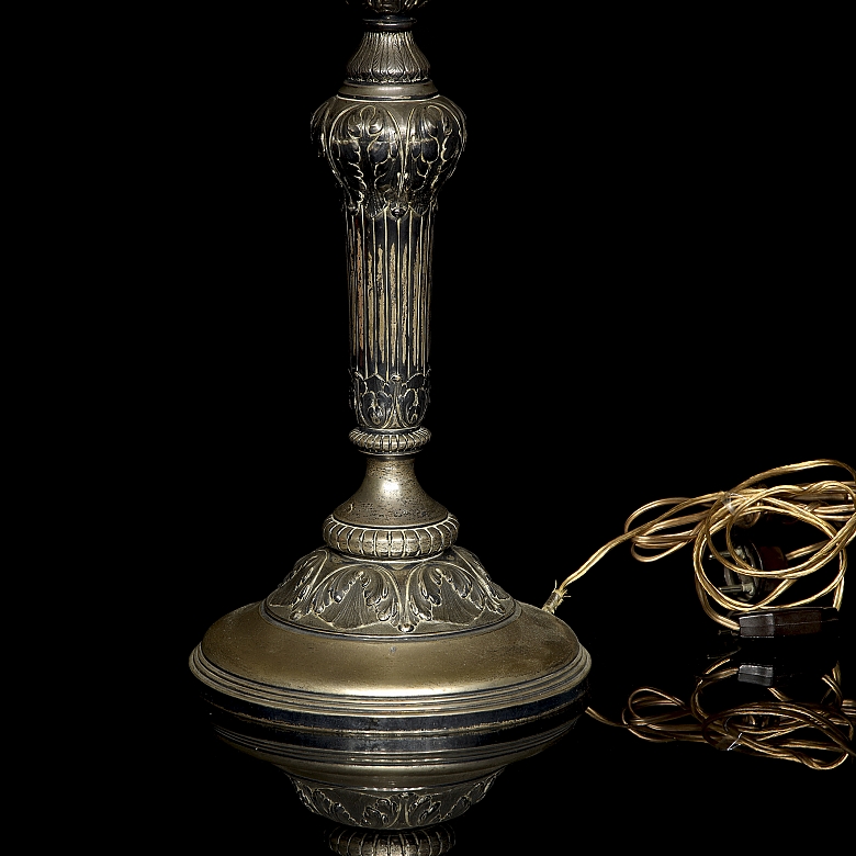 Pair of silver-plated metal candlesticks, 20th century