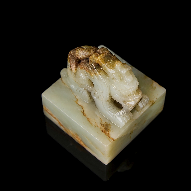 Rectangular jade seal ‘Fierce Dragon’, Qing dynasty