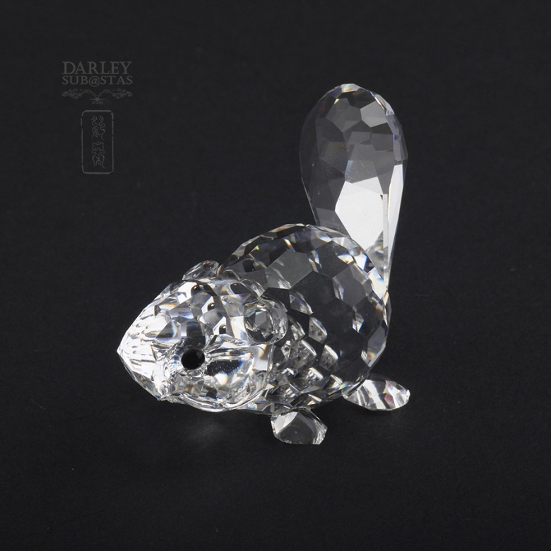 Juego de cuatro figuras en cristal de Swarovski, dos cerdos, hipopótamo y castor - 3