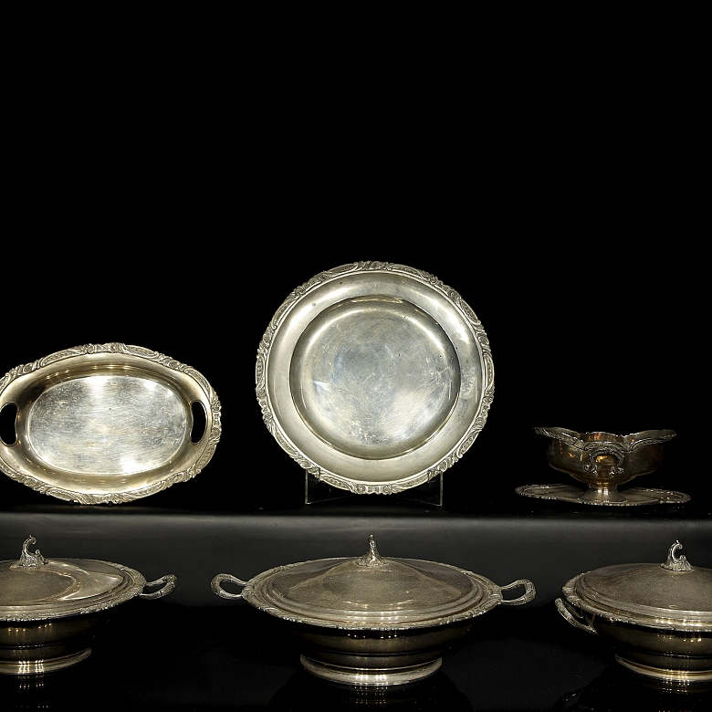 Conjunto de seis objetos de plata, s.XX