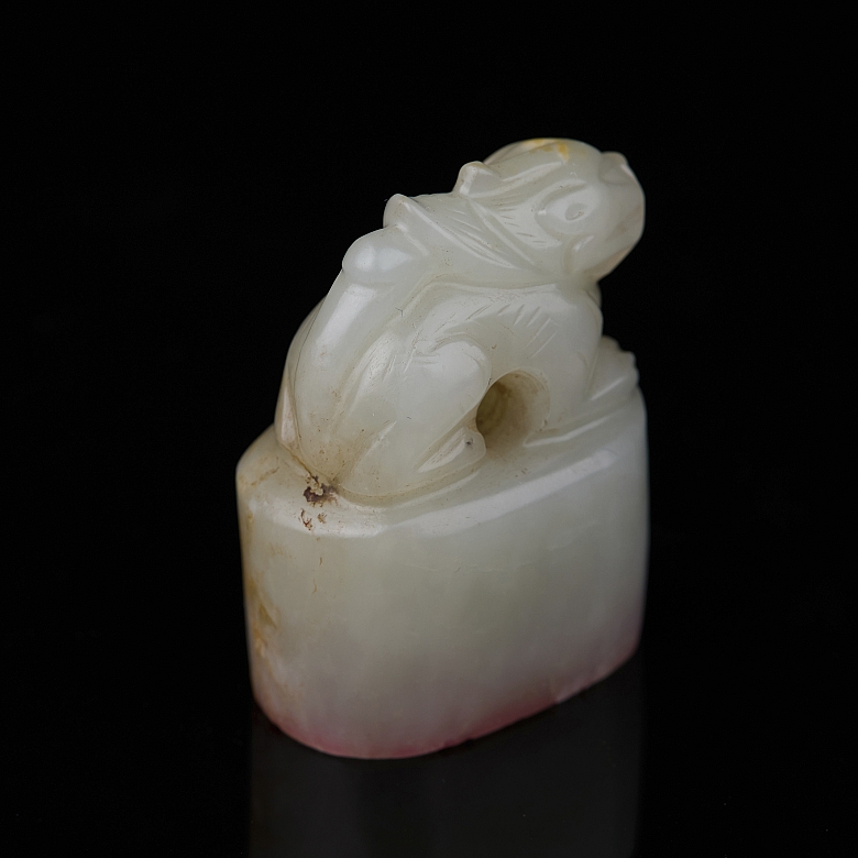 Sello oval de jade blanco de Hetian