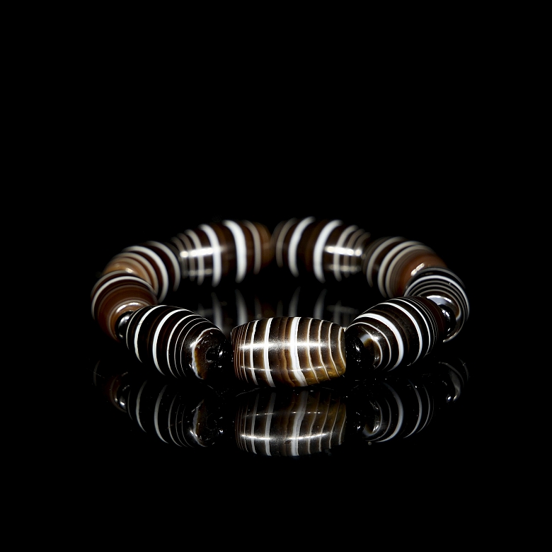 Pulsera de nueve cuentas Dzi, dinastía Liao