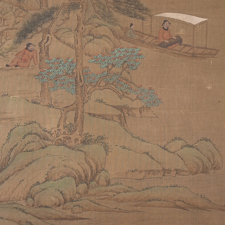 Chinese painting “Guqin Concert by the River,” signed Wen Zhengming