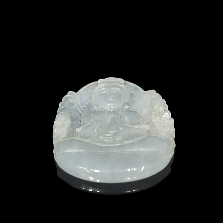 Carved jade plate “Guanyin”, 20th century - 3