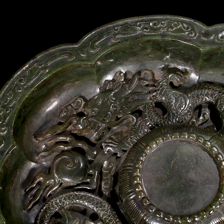 Conjunto de taza y plato de jade espinaca 