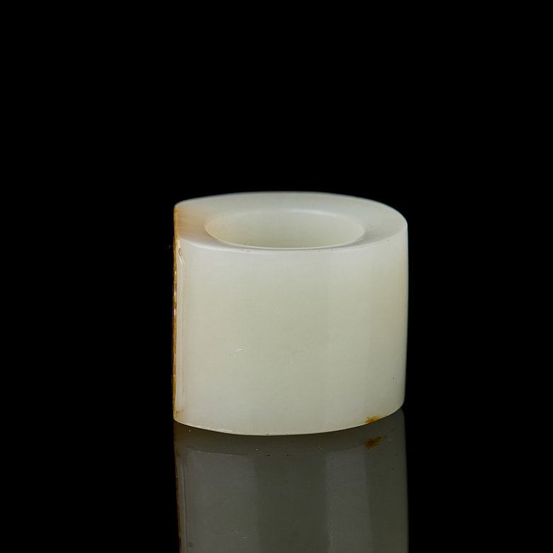 Anillo-sello de jade blanco 