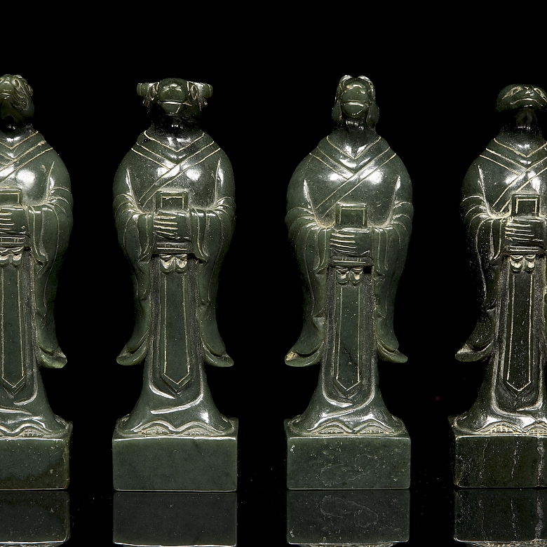 Doce sellos de jade verde espinaca