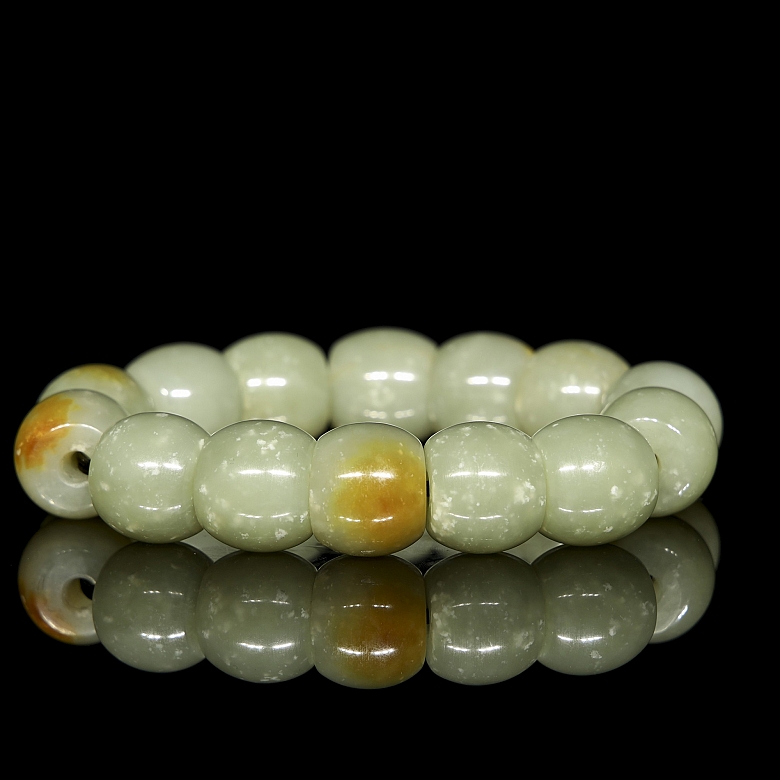Pulsera de catorce cuentas de jade de Hetian, cultura Hongshang