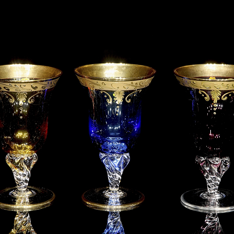 Juego de seis copas de cristal de murano, s.XX