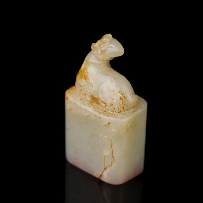 Hetian jade seal ‘Ram’, Qing dynasty