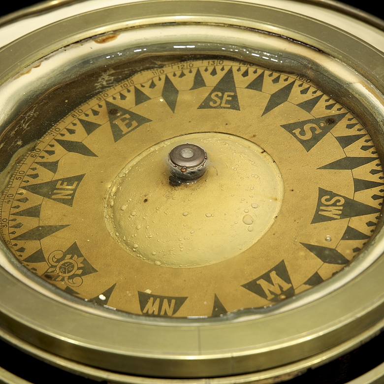 Navigation compass in logbook, early 20th century