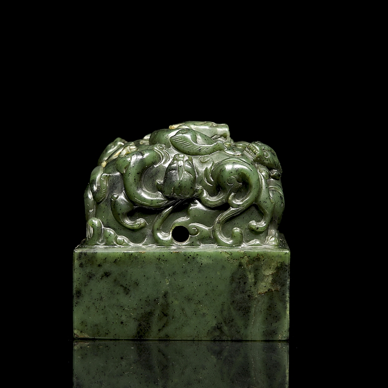 Sello de jade verde espinaca
