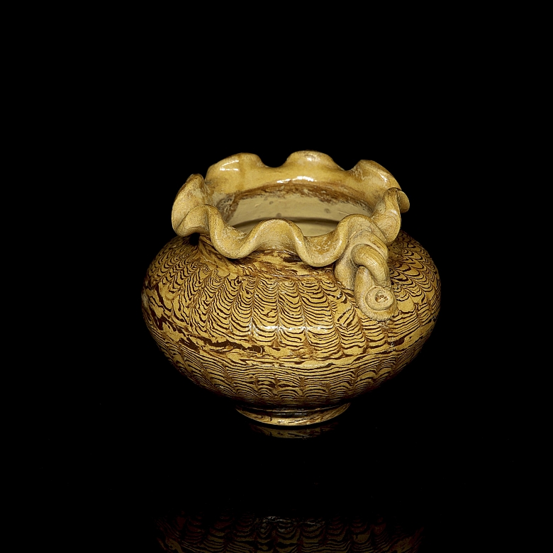 Recipiente de cerámica esmaltada, estilo Tang