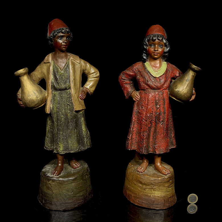Pair of terracotta figures in Orientalist style, 20th century - 9