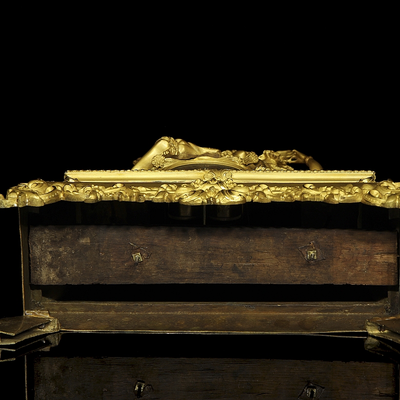 Reloj de sobremesa de bronce dorado, Napoleón III, Francia, S.XIX