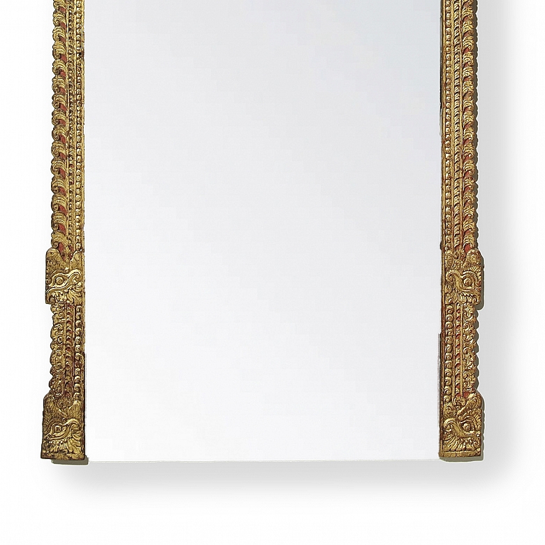 雕花木框镜，印度尼西亚，20世纪