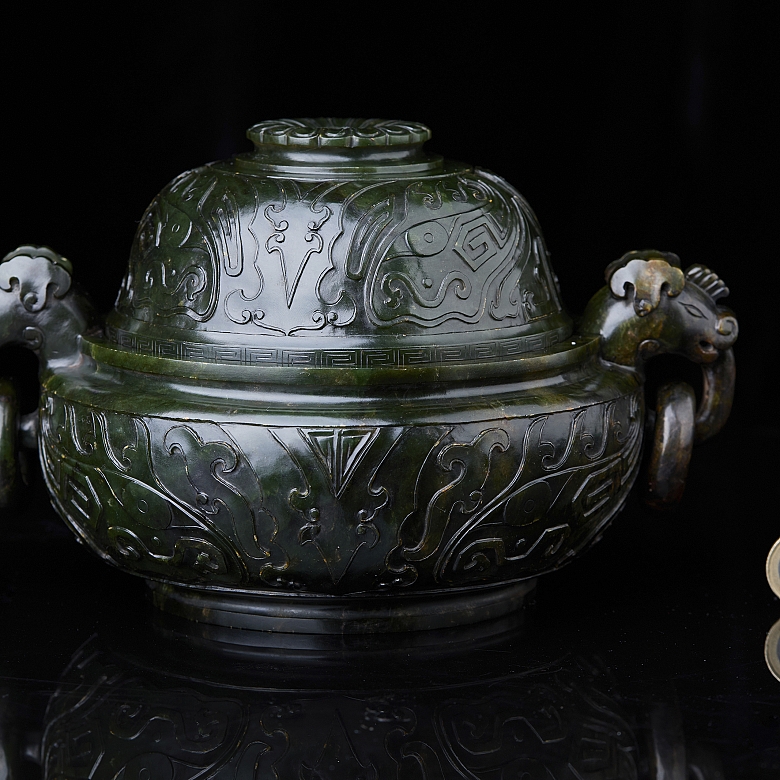 Incensario de jade espinaca 