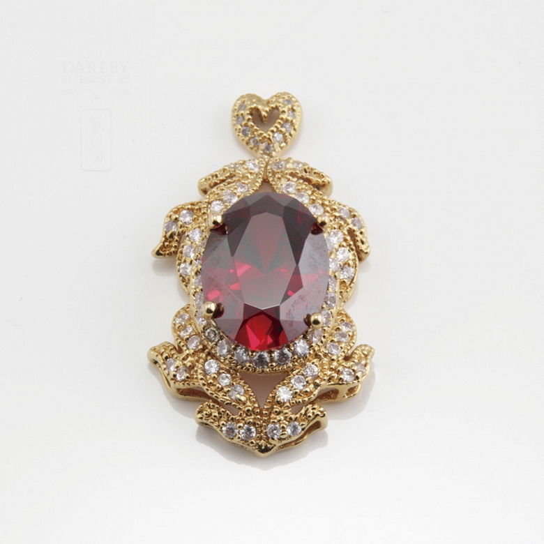 Aderezo de Fallera rojo Rubí y dorado - 9