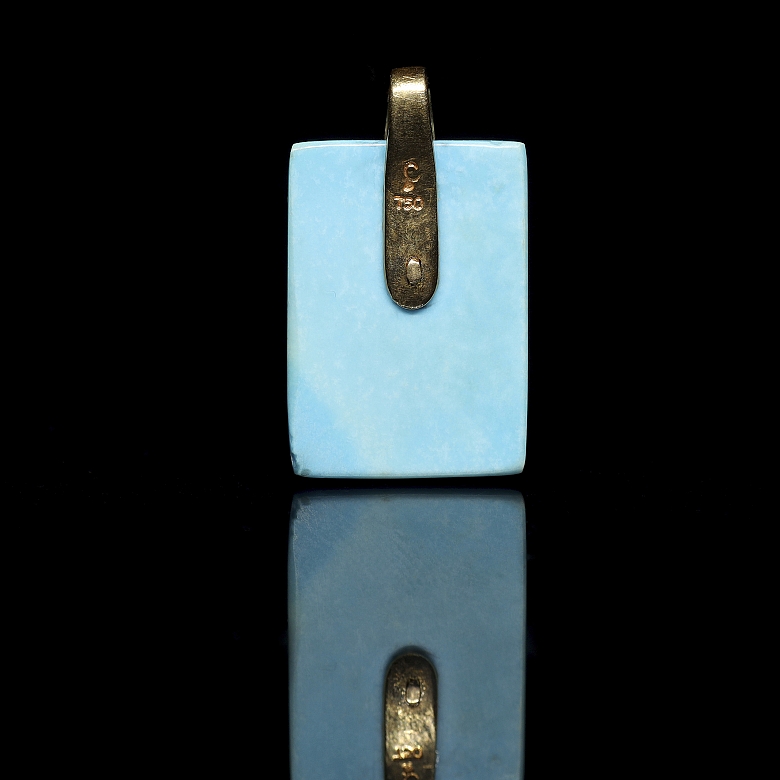 Pendant in 18kt yellow gold with turquoise - 1