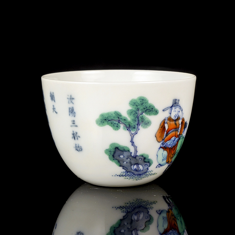 Pareza de tazas de porcelana wucai 