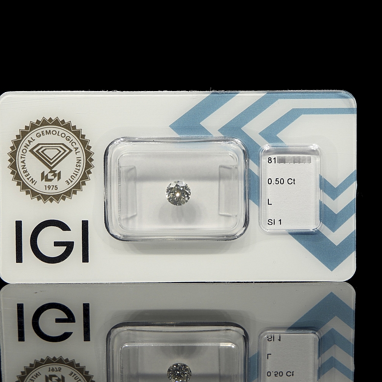 Diamante natural en talla brillante, 0.50 ct, certificado IGI