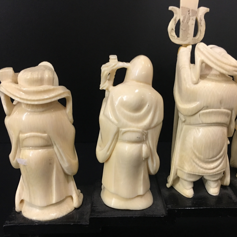 7 preciosas figuras de marfil sabios chinos. - 10