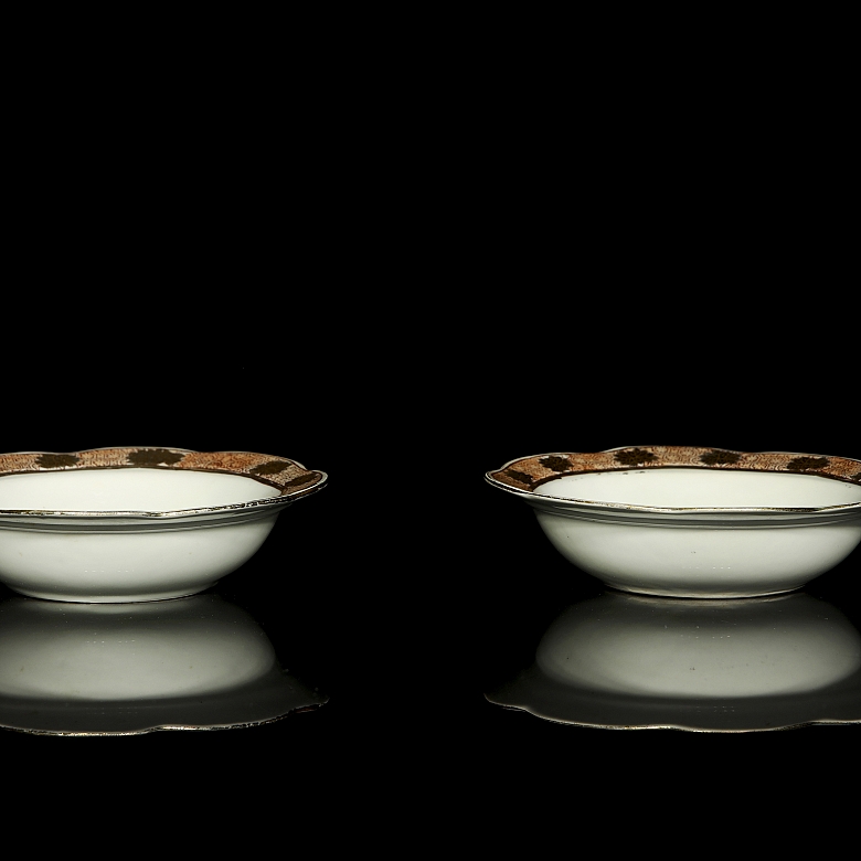 Pareja de platos de porcelana