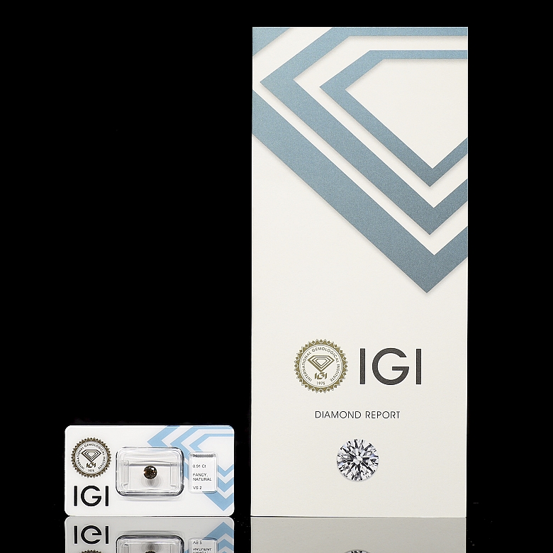 Diamante natural talla brillante, 0.91 ct, certificado IGI