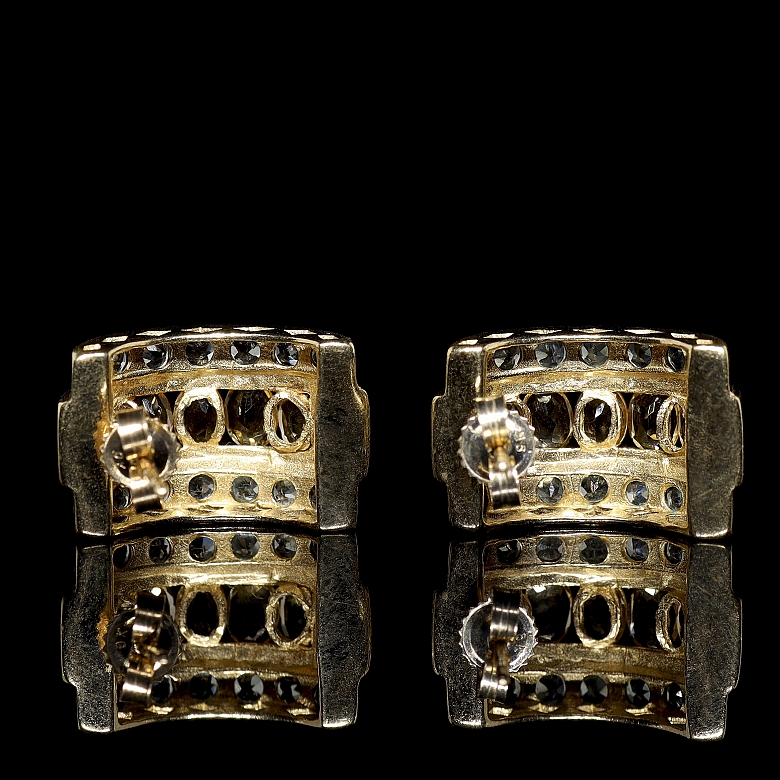 Pendientes oro amarillo con zafiros amarillos y aguamarinas