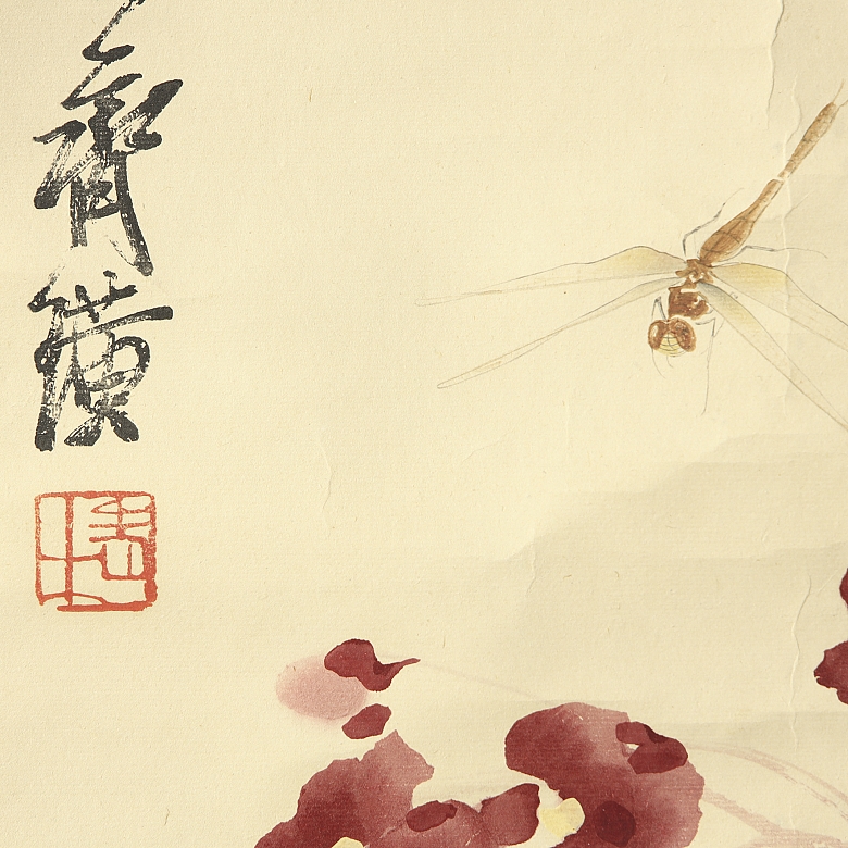 Chinese painting ‘Flowers and Dragonflies’, 20th century - 4