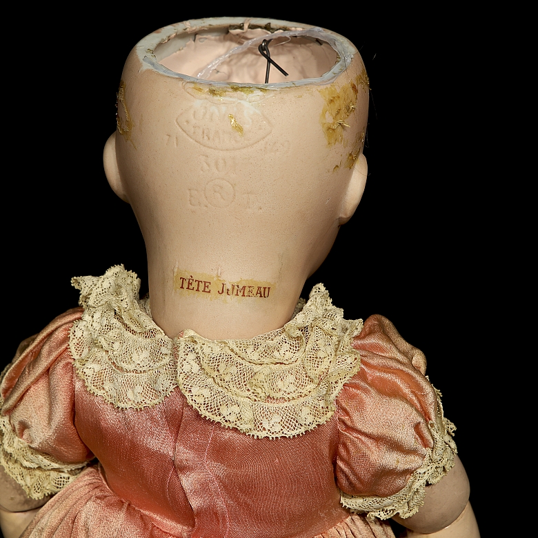 Muñeca de porcelana UNIS France, con sello