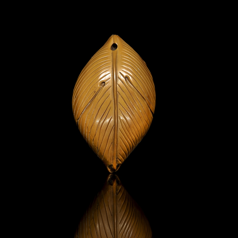 Wood carving ‘Cicada on a leaf’, 20th century - 6