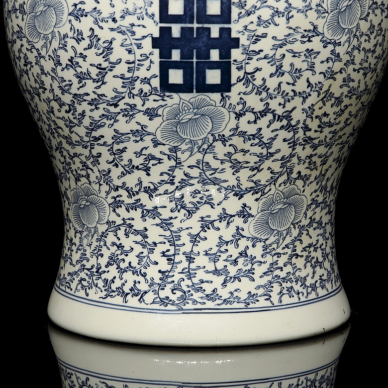 Tarro de jengibre, azul y blanco, s.XX - 2